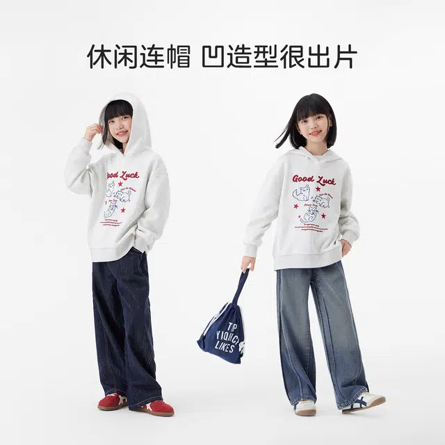 左西 可爱小猫连帽卫衣 百搭柔软舒适亲肤耐磨 好打理 儿童款