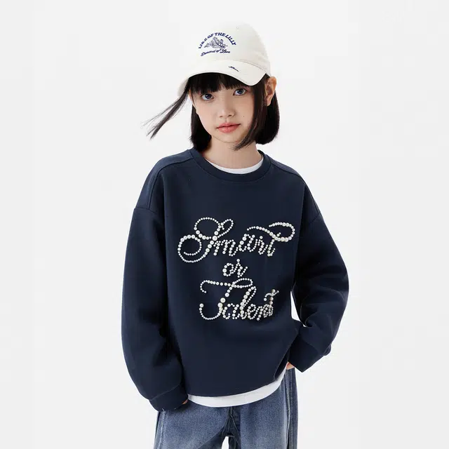 左西卫衣 复古时尚圆领耐磨套头长袖 儿童款