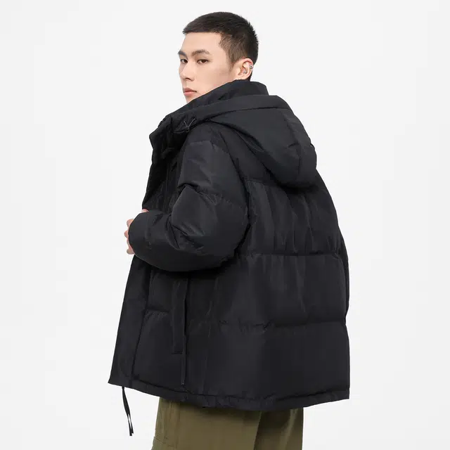 鸭鸭 经典暖冬系列 简约字母印花设计感青少年基础款插色学生党好物户外通勤防风保暖抗皱宽松休闲百搭连帽羽绒服 男女同款