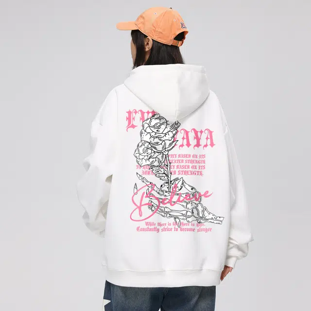 鸭鸭 过年本命年酒红色连帽秋冬季新款卫衣 男女同款