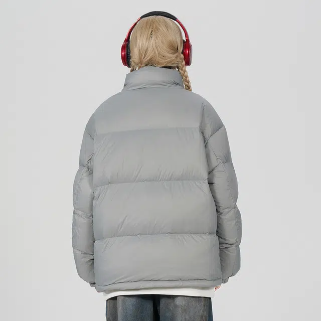 鸭鸭 经典暖冬系列 简约字母印花设计感青少年基础款学生党好物学院风纯色户外通勤防风保暖抗皱宽松休闲百搭拉链立领羽绒服 男女同款