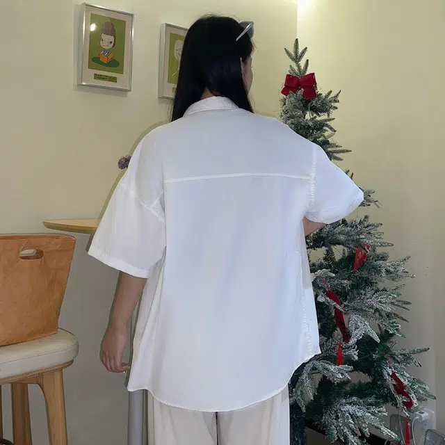 鸭鸭 日系工装翻领夏季潮流少年感新款大码休闲宽松基础纯色落肩上衣简约休闲 衬衣学院风百搭宽松垂感透气短袖衬衫 男女同款