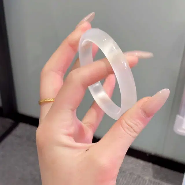 【冰透无杂质】白月光荔枝冻 金恒禧 水贝珠宝 新中式国潮复古汉服圆条美人镯 步一响古风精致素雅气质白月光叮当镯子 琉璃 玉石手镯 女款