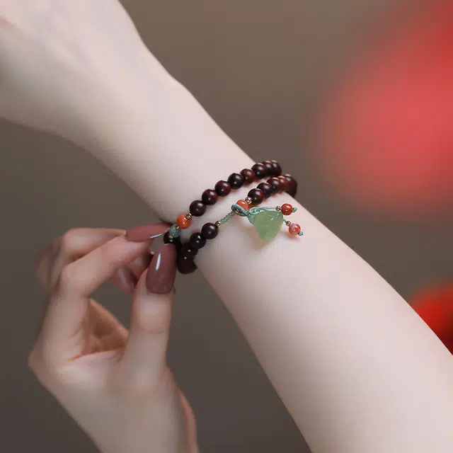 凤凰涅磐 原创多圈圆珠手工念珠盘珠首饰莲子吊坠设计感 南红玛瑙 合金 手串 女款 礼物 礼盒