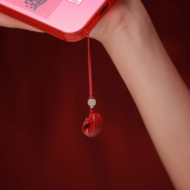 凤凰涅磐 锦鲤 平安转运 再造辰砂朱砂 玉石吊坠 男女同款情侣款
