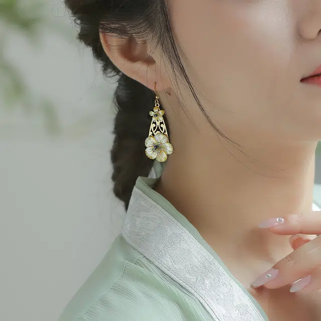 凤凰涅磐 民族风复古 扇形设计 镀金 耳环 女款