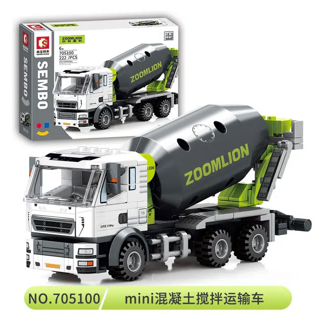 简普森 工程车 小型挖掘机 推土机组装 汽车起重机 拼装模型