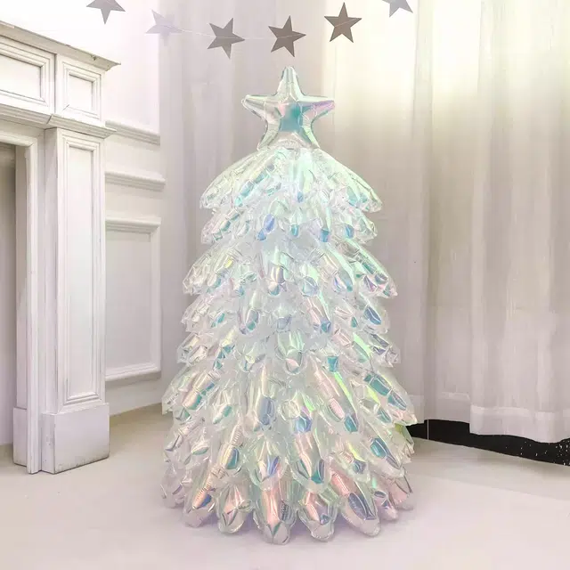 胖胖龙 立体充气水晶炫彩拼装圣诞树 主题气球站立雪人老人炫彩圣诞树气球节日派对 布置气球 玩具