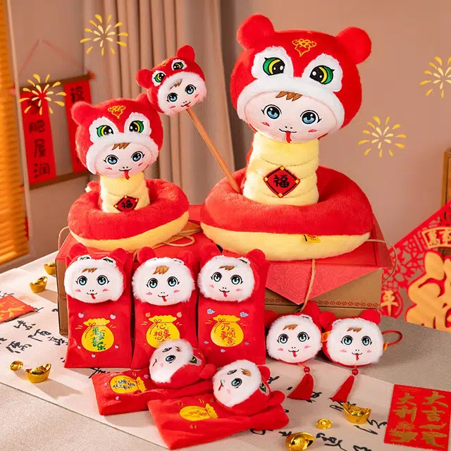 胖胖龙 :福蛇大合集 蛇年吉祥物挂饰 活动敲背棒 可爱软萌治愈 玩偶周边