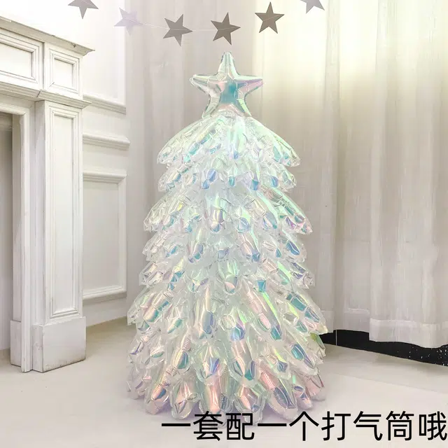 胖胖龙 立体充气水晶炫彩拼装圣诞树 主题气球站立雪人老人炫彩圣诞树气球节日派对 布置气球 玩具