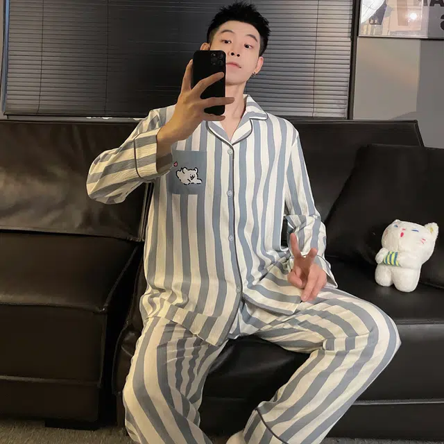 俏霓桐 大码简约耐看卡通家居服可外穿睡衣套装 男款 图片色