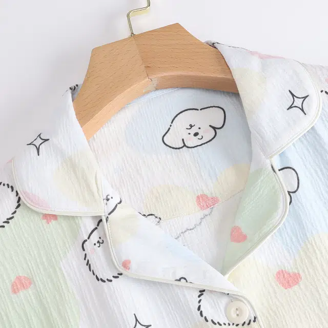 俏霓桐 薄款甜美可爱卡通休闲透气舒适家居服可外穿夏季睡衣套装 女款