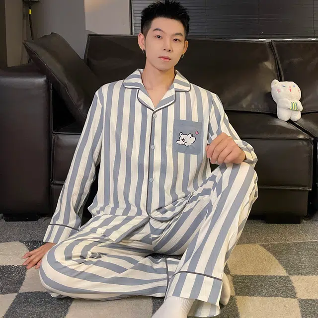 俏霓桐 大码简约耐看卡通家居服可外穿睡衣套装 男款 图片色