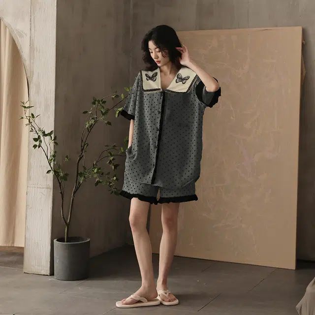 俏霓桐 时尚甜美可爱高级感休闲舒适凉感家居服可外穿睡衣套装 女款 图色