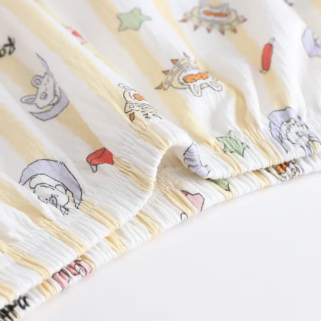 俏霓桐 薄款甜美可爱卡通休闲小清新简约透气舒适家居服可外穿夏季睡衣套装 女款