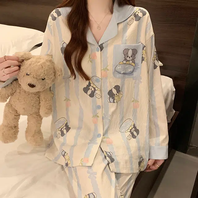 俏霓桐 萌新系列 可爱卡通甜美公主风带胸垫舒适家居服可外穿睡衣套装 女款 图色