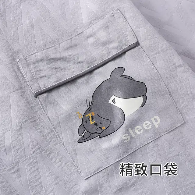 俏霓桐 简约时尚卡通可爱舒适家居服可外穿睡衣套装 男款 图色