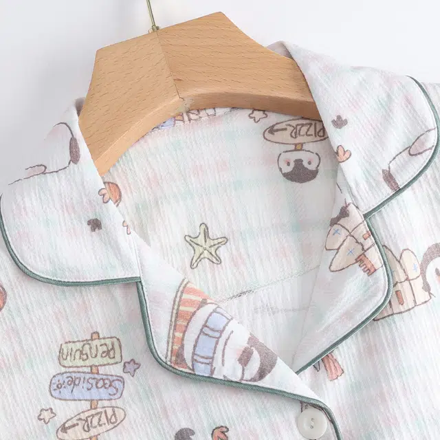 俏霓桐 薄款可爱卡通甜美休闲少女风透气舒适家居服可外穿夏季睡衣套装 女款