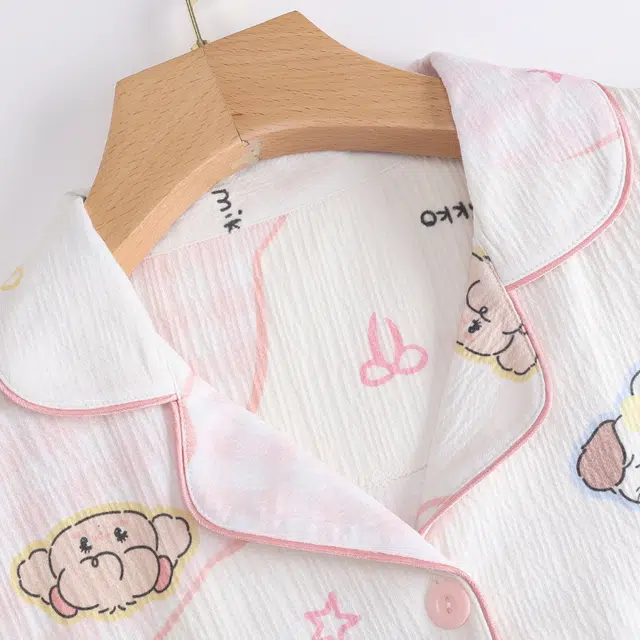 俏霓桐 薄款甜美可爱卡通少女风简约休闲透气舒适家居服可外穿夏季睡衣套装 女款