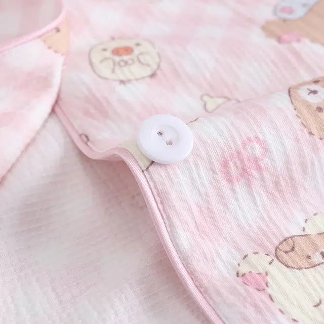 俏霓桐 薄款时尚甜美可爱卡通小熊休闲百搭透气舒适家居服可外穿夏季睡衣套装 女款