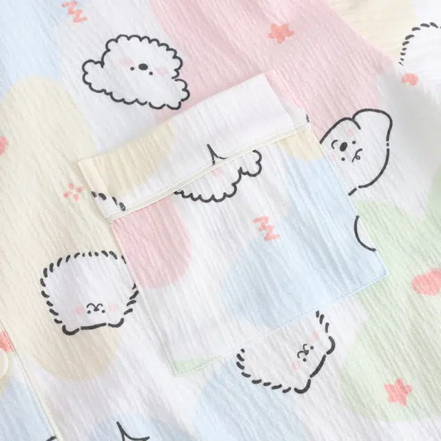 俏霓桐 薄款甜美可爱卡通休闲透气舒适家居服可外穿夏季睡衣套装 女款