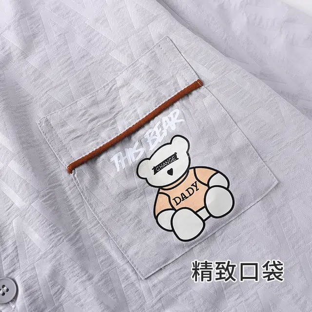 俏霓桐 时尚高级感简约可爱卡通可外穿舒适家居服睡衣套装 男款 图色