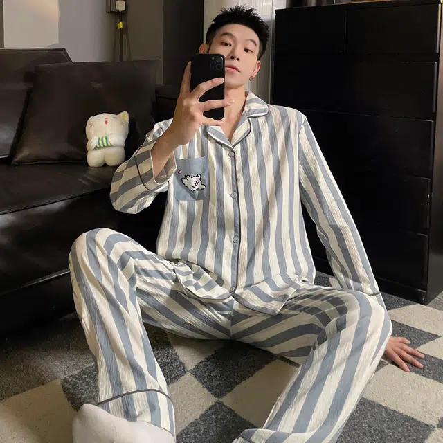 俏霓桐 大码简约耐看卡通家居服可外穿睡衣套装 男款 图片色