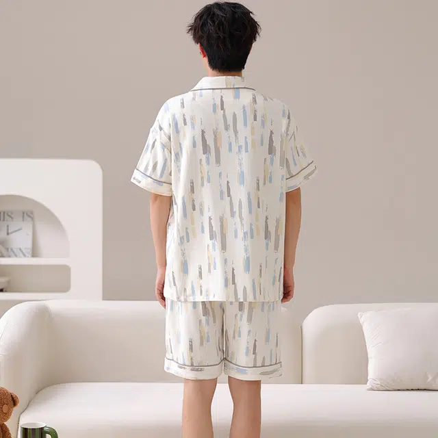 俏霓桐 可爱卡通时尚休闲简约舒适亲肤家居服可外穿睡衣套装 男款 图色