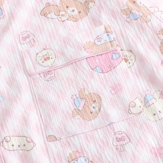 俏霓桐 薄款时尚甜美可爱卡通小熊休闲百搭透气舒适家居服可外穿夏季睡衣套装 女款