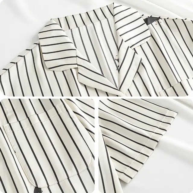 俏霓桐 夏季时尚简约条纹可爱卡通休闲凉感冰雪丝家居服可外穿睡衣套装 男款