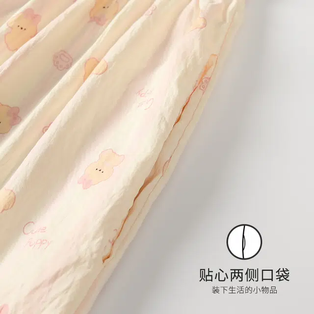 俏霓桐 简约甜美可爱卡通休闲舒适三件套可外穿家居服睡衣套装 女款 图片色