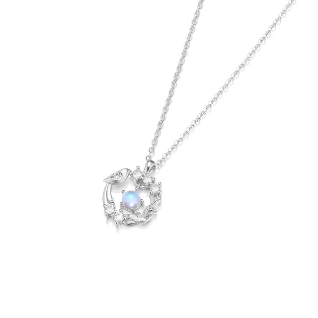 珂里 甜美小清新蓝桉遇鸟轻奢小众高级感简约百搭锁骨链温柔气质灵动吊坠日常通勤 琉璃 玉石项链 女款