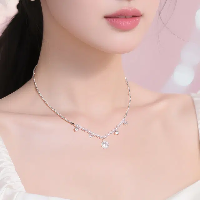 珂里 星点银烁高级感转运珠锁骨链设计感小众温柔气质显白通勤穿搭#好运 合成立方氧化锆 项链 女款