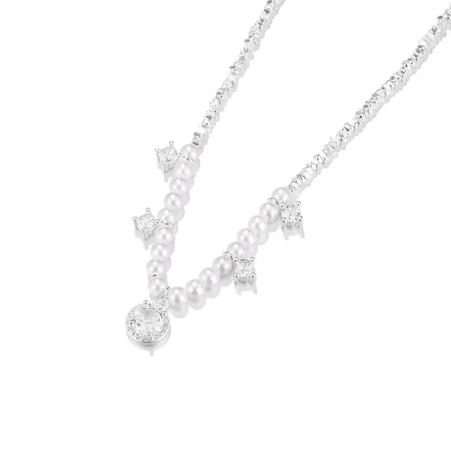 珂里 星点银烁高级感转运珠锁骨链设计感小众温柔气质显白通勤穿搭#好运 合成立方氧化锆 项链 女款