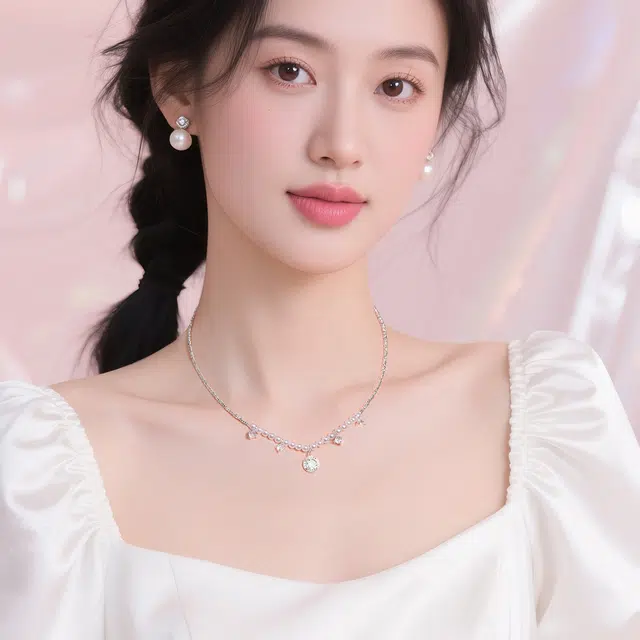 珂里 星点银烁高级感转运珠锁骨链设计感小众温柔气质显白通勤穿搭#好运 合成立方氧化锆 项链 女款