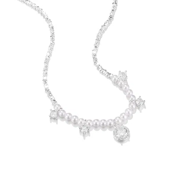 珂里 星点银烁高级感转运珠锁骨链设计感小众温柔气质显白通勤穿搭#好运 合成立方氧化锆 项链 女款