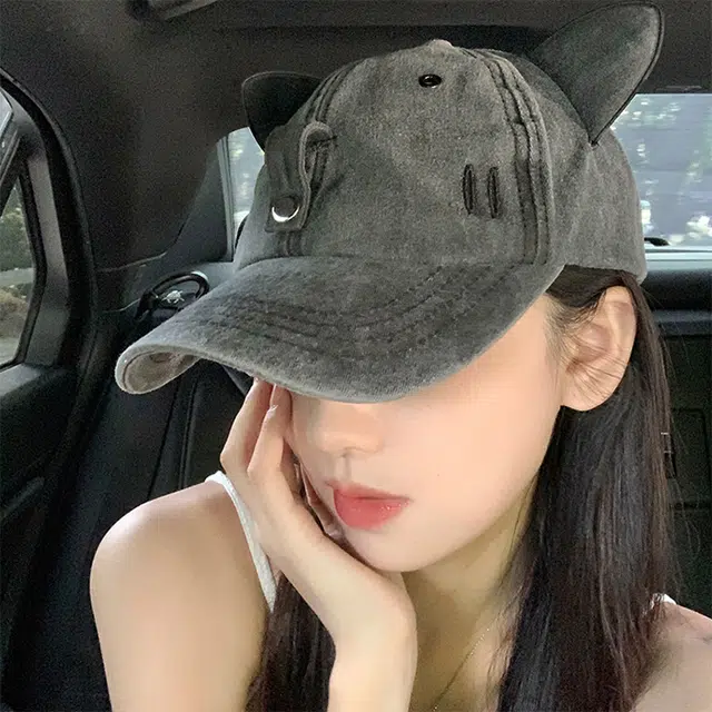 尚先生 猫耳墨镜可拆卸自带组合装太阳镜 潮流百搭遮阳 大头围可戴 棉 鸭舌帽 男女同款情侣款