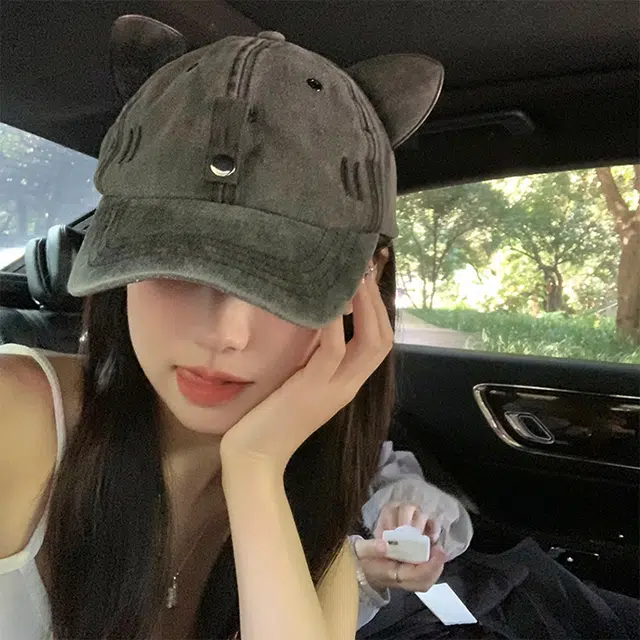 尚先生 猫耳墨镜可拆卸自带组合装太阳镜 潮流百搭遮阳 大头围可戴 棉 鸭舌帽 男女同款情侣款