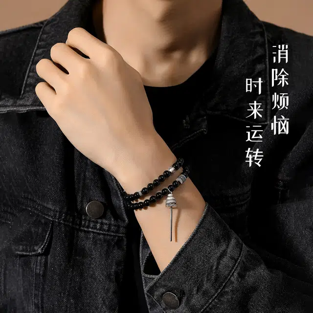 七可 【考试考研上岸*财神庙已祝】六字真言 时来运转 转运新中式 上岸锦鲤逢考必过金榜题名状元高中守护好运时来运转 玛瑙 手串 男款