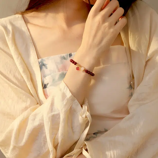 七可 诸事顺利 吉祥如意时来运转新中式国风手饰 朱砂 手串 女款