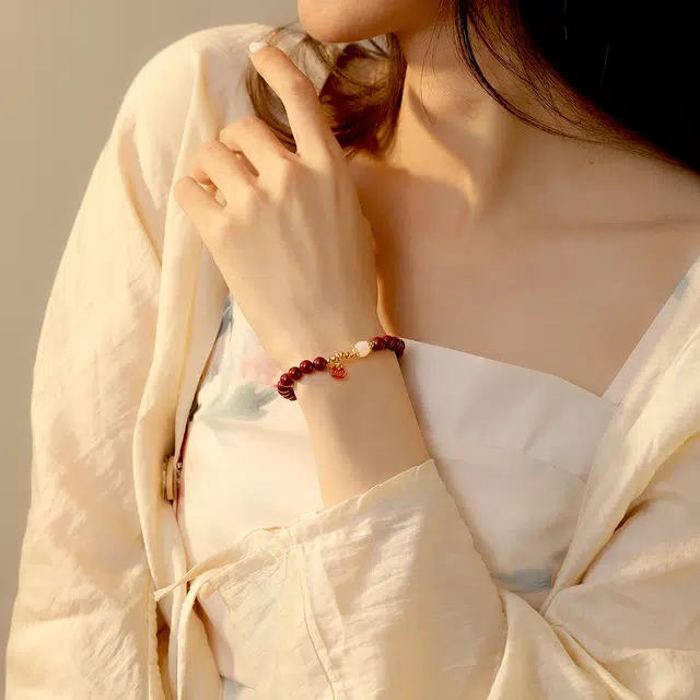 七可 诸事顺利 吉祥如意时来运转新中式国风手饰 朱砂 手串 女款
