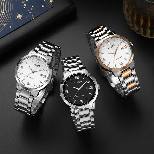 时间刺客 石英机芯 钢表带 国表 男表 白色表盘