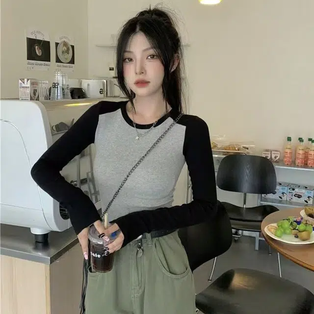 都市丽人 圆领百搭打底内搭纯色修身简约长袖保暖上装 女款 灰色
