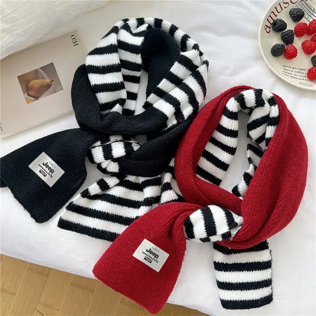 Jeep Striped Colorblock Knit Scarf