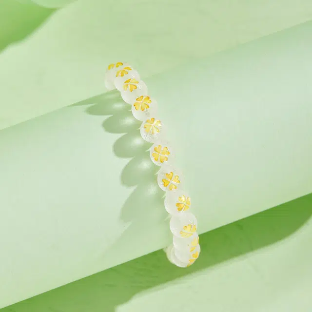 【赠手机贴·上上签】 老凤祥 幸运晶梦 好运四叶草疗愈能量平安纳福健康守护 轻奢简约小众约会表白礼盒天然 白水晶 手串 女款