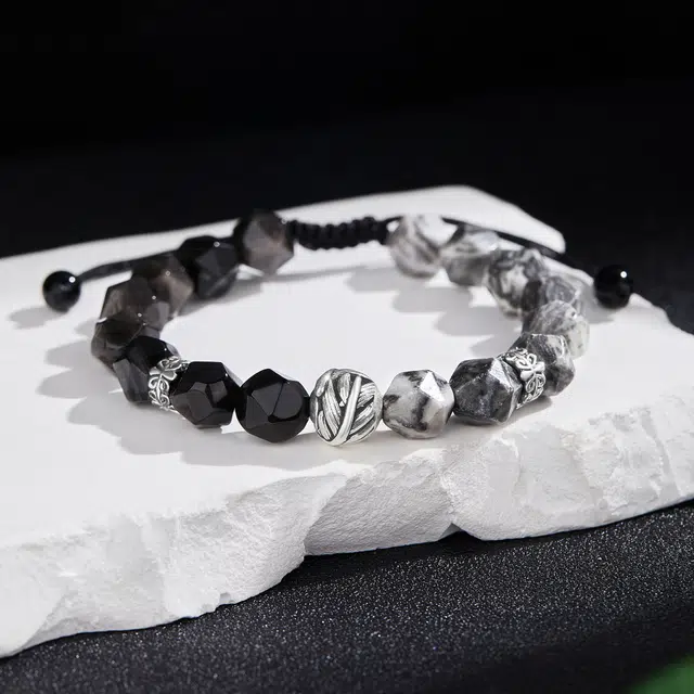 老凤祥 事叶有成 国潮新中式复古风转运珠轻奢小众简约百搭#好运 地图石 玉石手链 男女同款情侣款