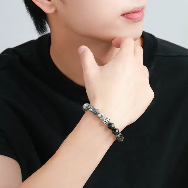 老凤祥 事叶有成 国潮新中式复古风转运珠轻奢小众简约百搭#好运 地图石 玉石手链 男女同款情侣款