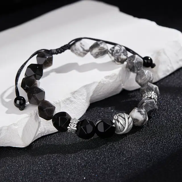 老凤祥 事叶有成 国潮新中式复古风转运珠轻奢小众简约百搭#好运 地图石 玉石手链 男女同款情侣款