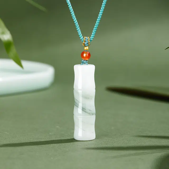 老凤祥 【节节高升】清风竹韵 国潮新中式古典小众设计 高级感轻奢简约百搭转运珠 精致礼盒天然 天山翠 项链 男女同款情侣款