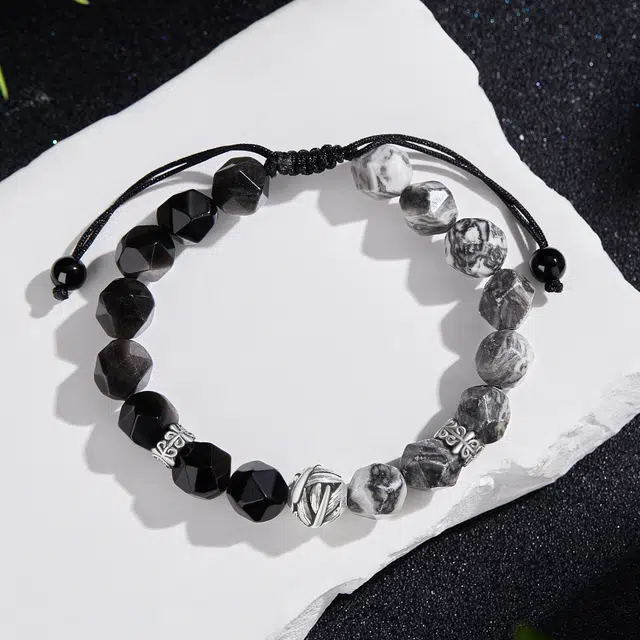 老凤祥 事叶有成 国潮新中式复古风转运珠轻奢小众简约百搭#好运 地图石 玉石手链 男女同款情侣款